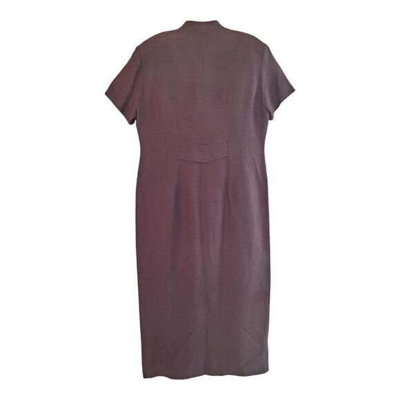 Vintage Savannah Maxi Linen Dress Button Up Lined 90s Mocha Brown size 10 - Picture 5 of 16